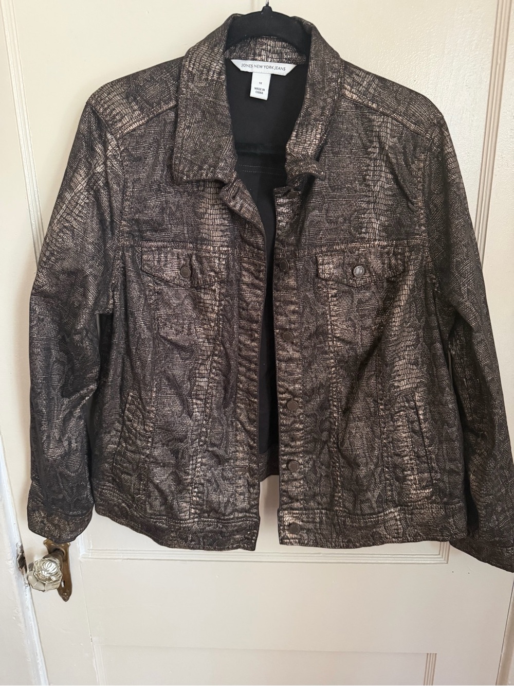 Jones New York Metallic Bronze Jean Jacket